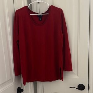 Classic Red Scoop Neck Long Sleeve Top